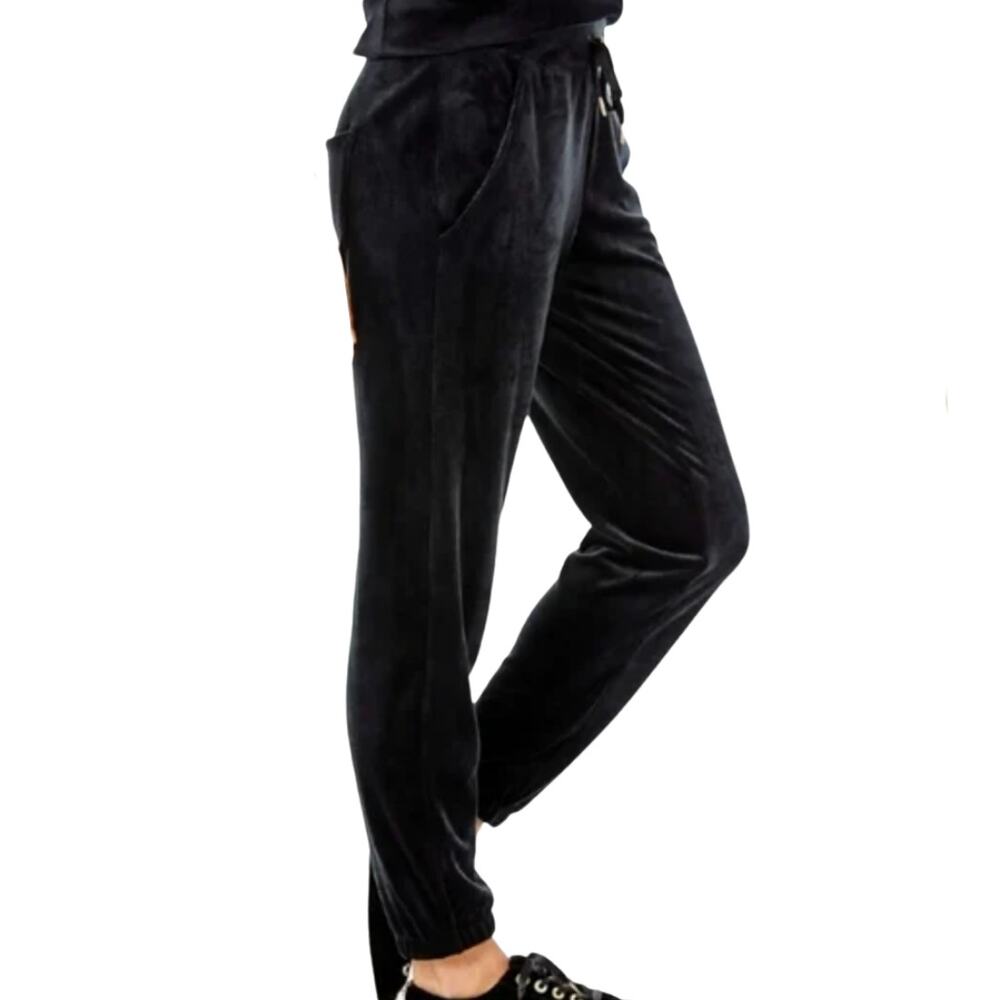 Lilly Pulitzer Mallie Velour Jogger Pant Onyx Black Velveteen Cozy Sweatpant S